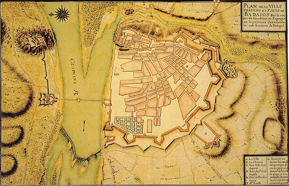 Plazas fuertes Badajoz en 1700